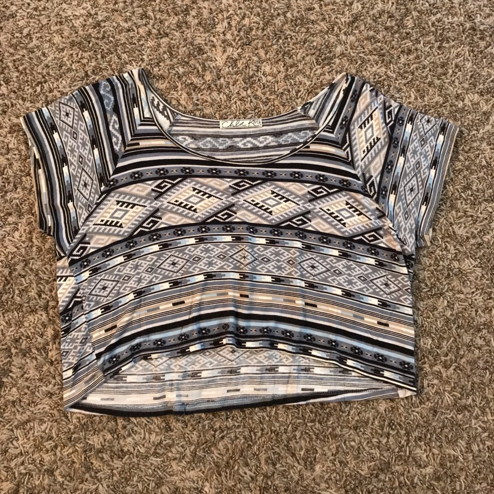 Chloe K tribal print crop top